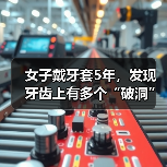 女子戴牙套5年，发现牙齿上有多个“破洞”